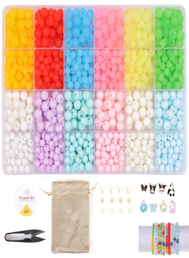 Ambitieux Children Jewelry Making Craft Bracelet Kits set for Kids - DIY 24 Compartment Box, 700+ Colorful Beads, Ear Hangings, Lobster Locks & Rings , 8 Pcs of Charms With Accessories - Birthday Gift for Girls 4 5 6 7 Years (6 and 8mm Matt) - Image 1